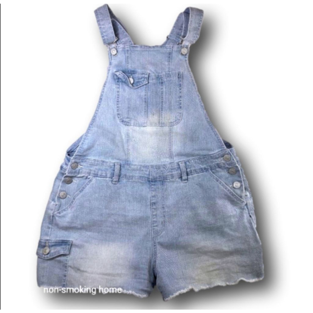 Women's WALLFLOWER Light Blue Denim Overall Shorts Size L